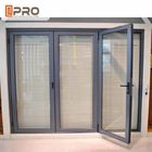Malowane proszkowo szare aluminiowe drzwi składane z podwójnymi szklanymi wodoodpornymi drzwiami składanymi na zamówienie drzwi składane mdf