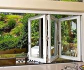 Szklane składane aluminiowe okna dwuskrzydłowe do kuchni w kuchni - Wydajne składane składane okno ze szkła okiennego