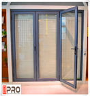 Izolowane szklane akordeonowe aluminiowe drzwi składane do zewnętrznego balkonu szklane drzwi składane drewniane składane