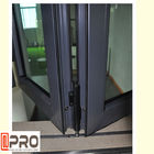 Ciemnoszare współczesne aluminiowe okna, wentylacja Bifold Kitchen Window Bi składane drzwi przesuwne prysznic bi fold door