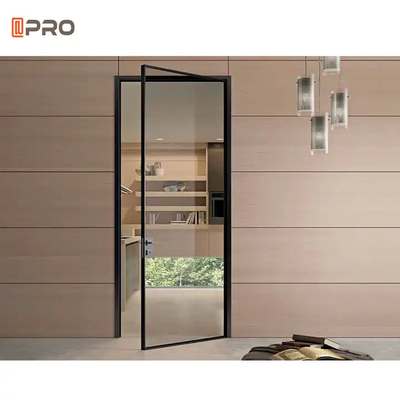 Czarny stalowy aluminium podwójne szkło biuro swing pół drzwi ze szklaną zawieszoną drzwi wewnętrzne