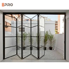 Nowoczesne ramy aluminiowe podwójne okna podwójne drzwi wewnętrzne Szklane drzwi składane