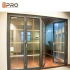 Poziome aluminiowe drzwi składane do kuchni z podwójnymi drzwiami składanymi ze szkła hartowanego z moskitierą
