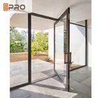 Unikalne szklane drzwi wejściowe do willi / jednoskrzydłowe drzwi tarasowe drzwi przednie drzwi obrotowe aluminiowe drzwi przednie obrotowe w środku