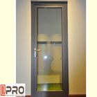 Wewnętrzne dekoracyjne pojedyncze drzwi na zawiasach ze stopu aluminium wewnątrz ze szklanymi wkładkami do małych pomieszczeń szkło ze stali nierdzewnej