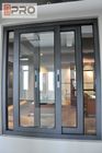 Rama aluminiowa Nowoczesne okna domowe, grubość 5 + 9 + 5 mm Aluminiowe szklane okno wewnętrzne potrójne okno przesuwne