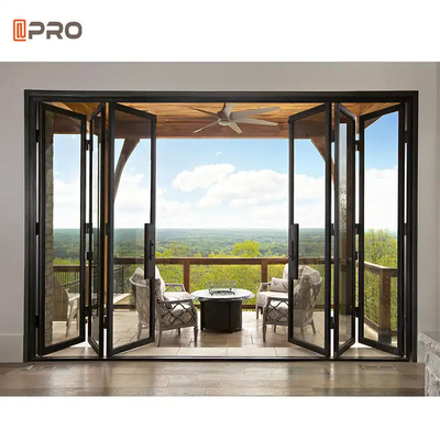 Zamówione aluminiowe składane drzwi przesuwne balkon komercyjne składane drzwi szklane