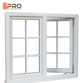 Mieszkalne wypychane okna skrzynkowe / aluminiowe okno obrotowe z białymi oknami aluminiowymi w konstrukcji siatki